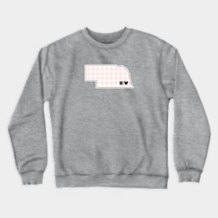 USA States: Nebraska (pink plaid) Crewneck Sweatshirt